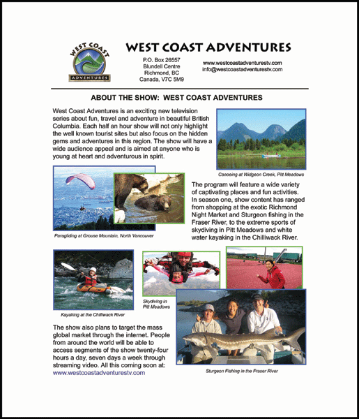 West Coast Adventures one-sheet
